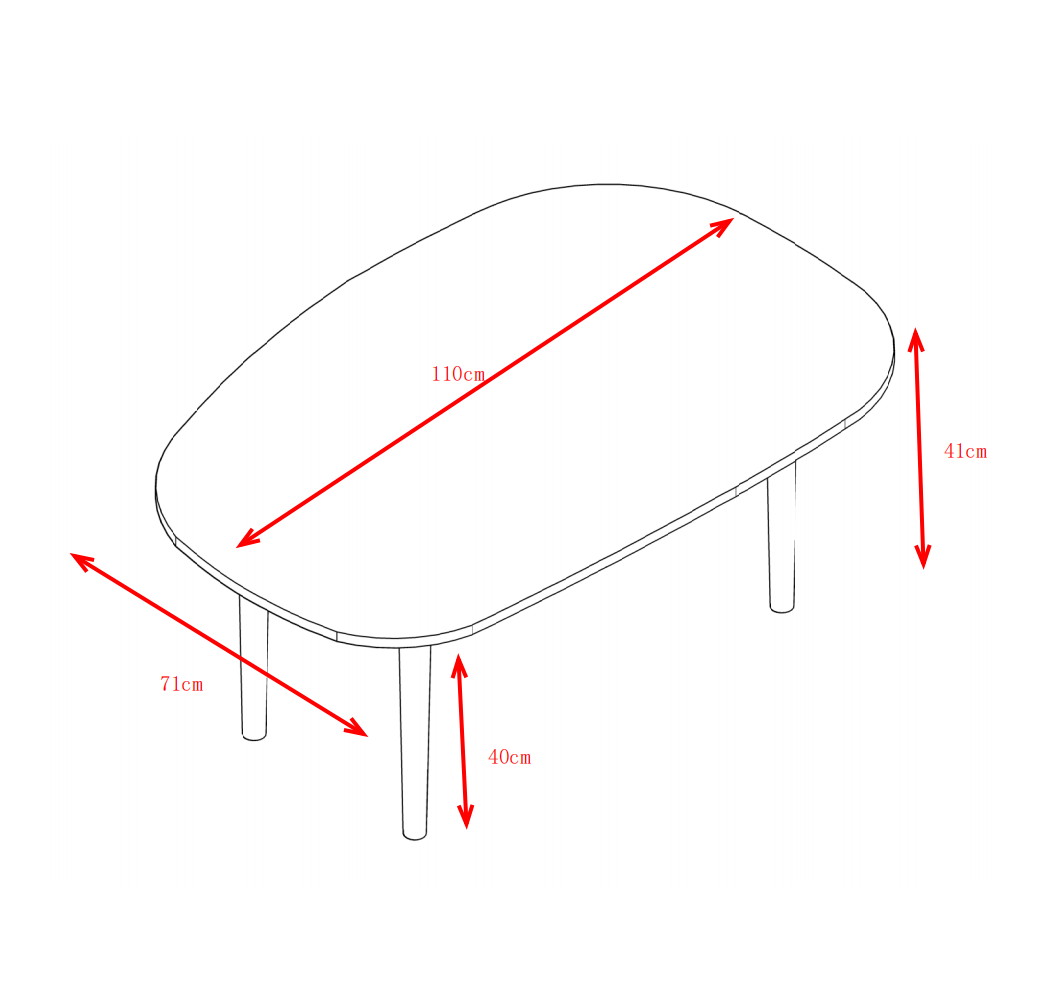 Arc Shaped Coffee Table White Oak White Primary Living Space Modern Rubberwood Oval Particle Board Particle Board