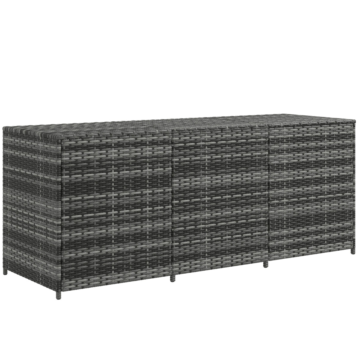Outsunny 175 Gallon Outdoor Storage Box With Inner Liner, Pe Rattan Wicker Deck Box With Pneumatic Bar Lift For Indoor & Outdoor, Patio Furniture Cushions, Pool Toys, Garden Tools, Mixed Gray Grey Steel