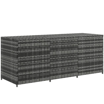 Outsunny 175 Gallon Outdoor Storage Box With Inner Liner, Pe Rattan Wicker Deck Box With Pneumatic Bar Lift For Indoor & Outdoor, Patio Furniture Cushions, Pool Toys, Garden Tools, Mixed Gray Grey Steel