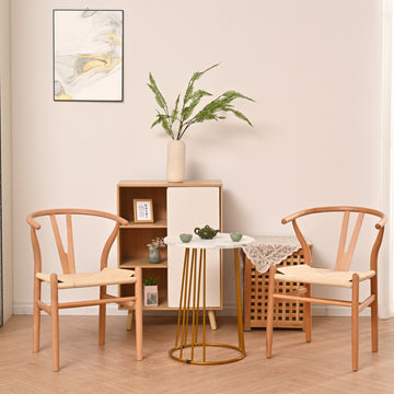 Natural Solid Wood Wishbone Design Backrest Chair With Canvas Seat For Dining Room And Kitchen Wood Natural Modern Solid Wood