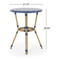 Outdoor Pe Rattan And Aluminum 3 Piece French Bistro Set, Dark Teal & White, And Bamboo Finish No Teal Blue,White Seats 2 Rust Resistant Frame Garden & Outdoor French 2 Person Seating Group Aluminum,Wicker
