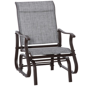 Outsunny Outdoor Glider Chair, Gliders For Outside Patio With Steel Frame And Mesh Fabric For Backyard, Garden, And Porch, Gray Grey Mesh