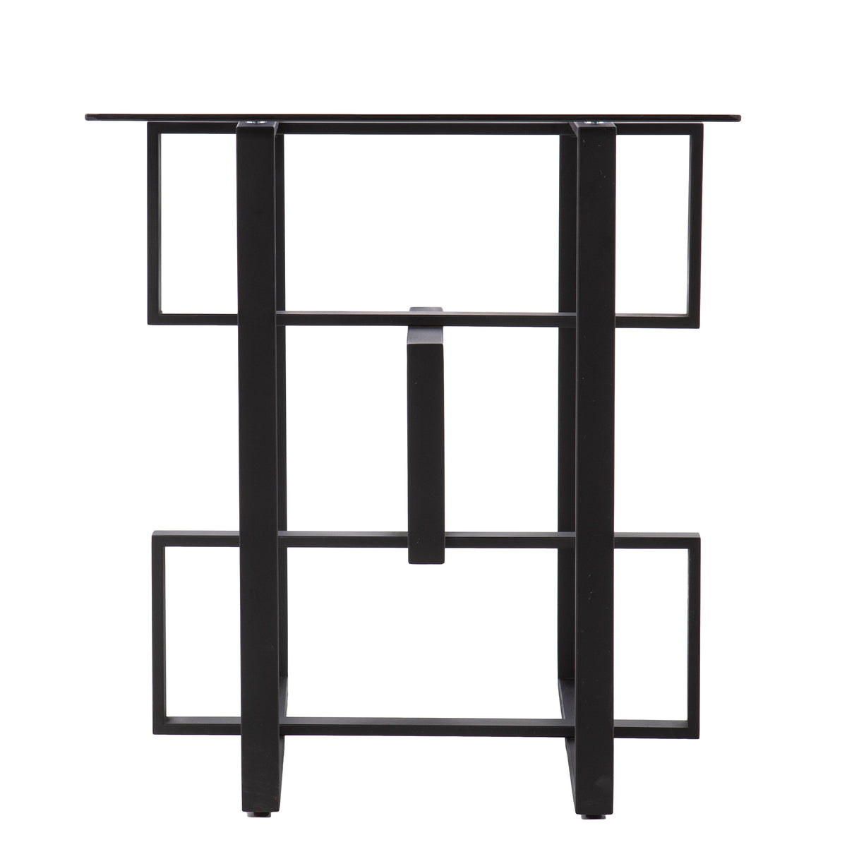 Clanlin Glass Top Accent Table Black Iron