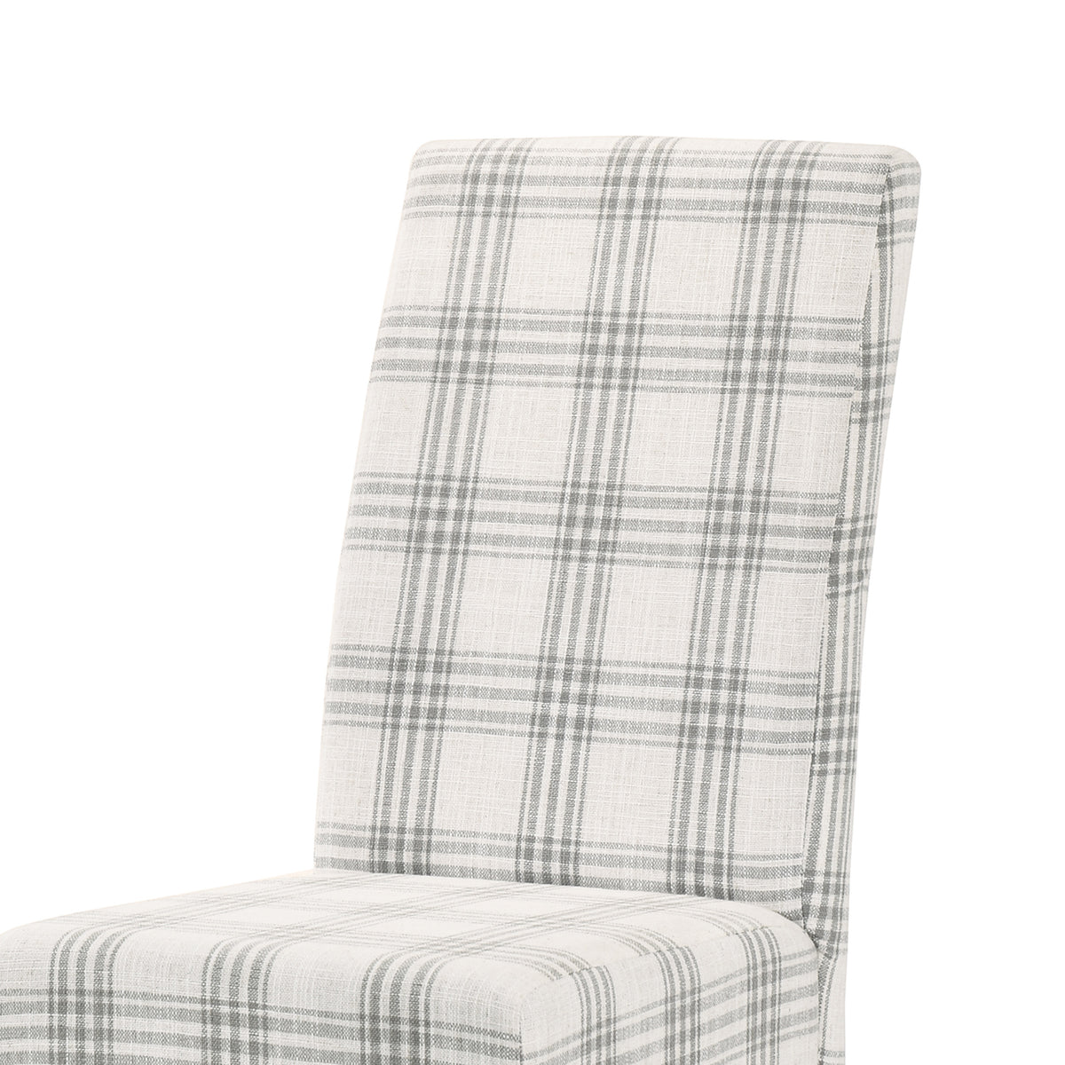 Dining Chair Grey Plaid Fabric