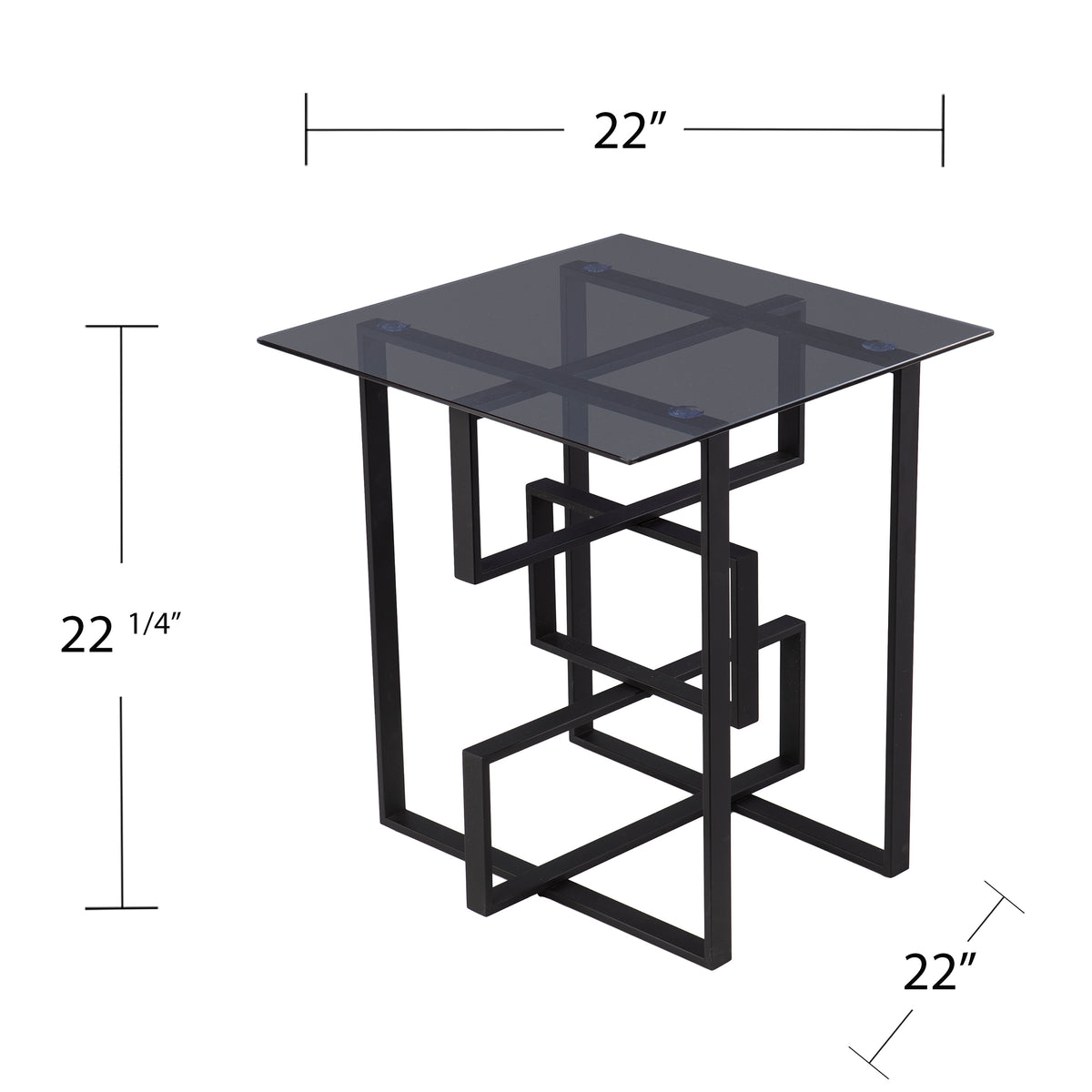 Clanlin Glass Top Accent Table Black Iron