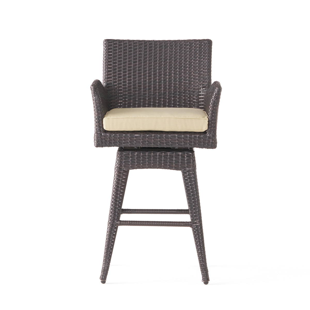 Pe Swivel Arm Bar Stool Brown Multi Rattan