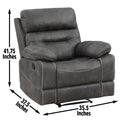 Rudger Manual Recliner Chair Gray Dark Gray Wood