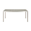 Coral Outdoor Aluminum Dining Table With Faux Wood Top, Gray Finish,Grey Grey Silver Wood