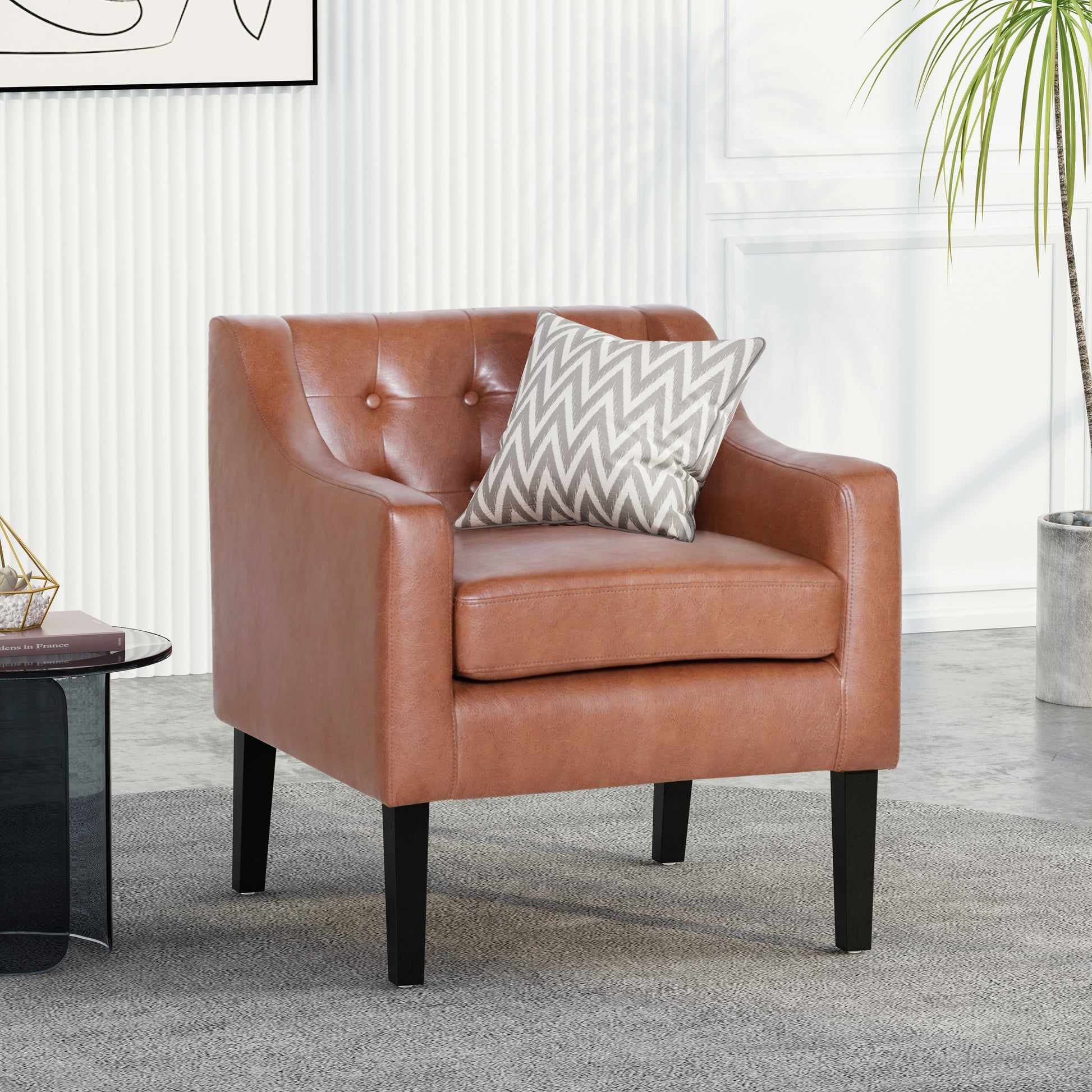 Accent Chair Light Brown Pu