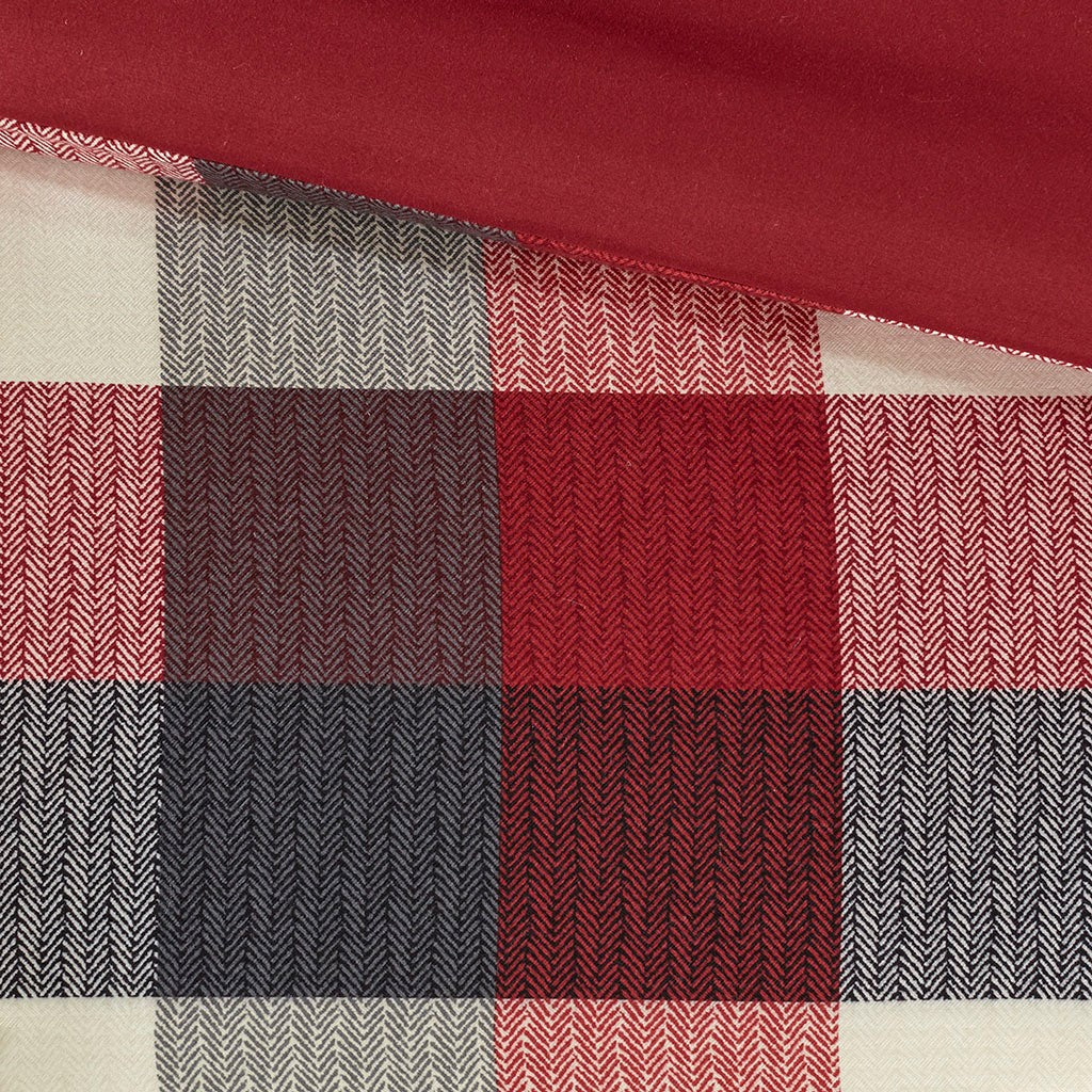 7 Piece Herringbone Comforter Set Red King King Red Polyester