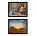 2 Piece Vignette Autumn Sunrise, Fruit Of The Spirit Black Framed Wall Art For Living Room, Bedroom Wall Art Print For Home Decor By Billy Jacobs Multi Wood Paper