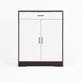 Shoe Cabinet, 4 Tier Shoe Rack Organizer With 1 Drawer, Freestanding Wooden Shoe Storage Cabinet With 2 White Door & Adjustable Shelves For Entryway Hallway 5 Or More Spaces Walnut Primary Living
