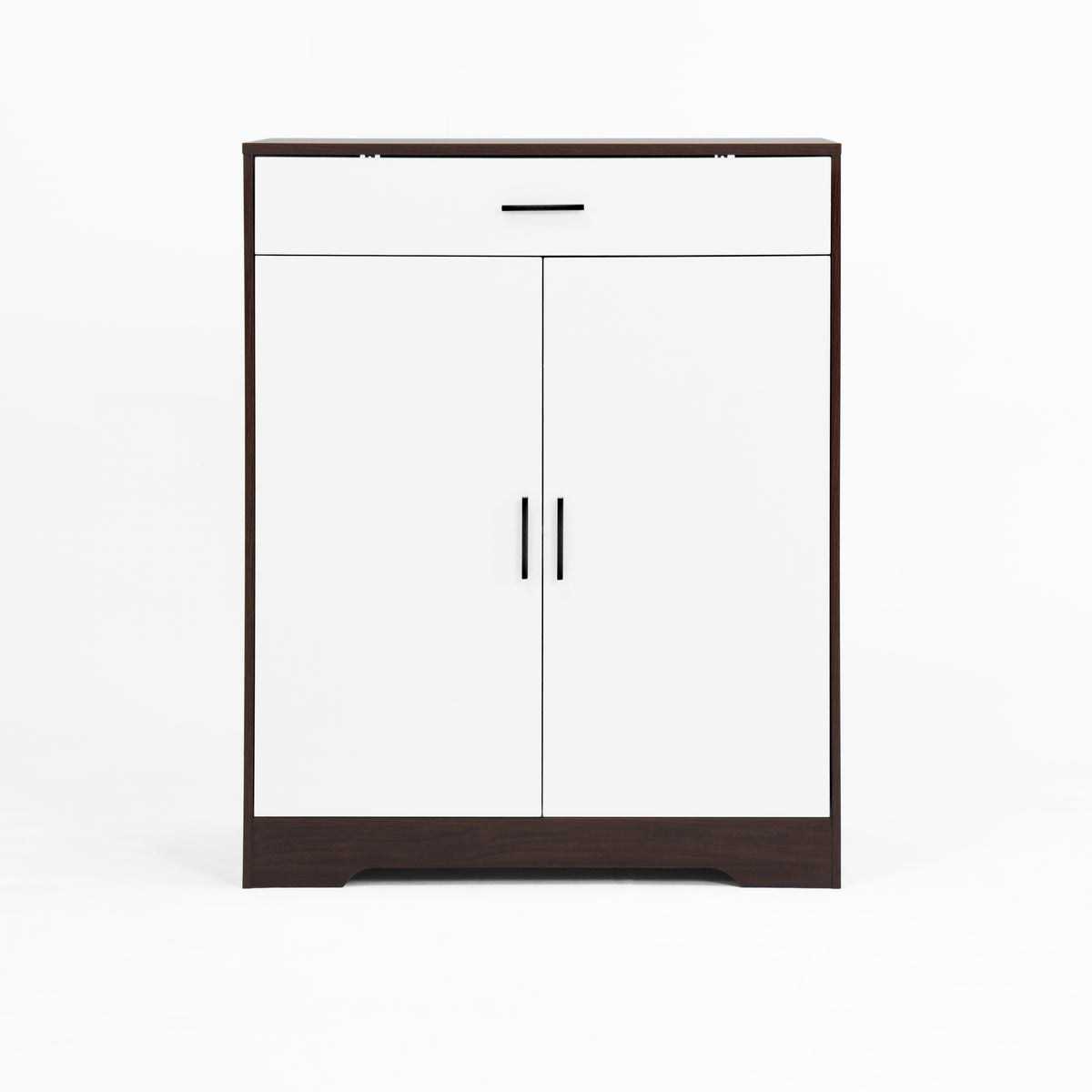 Shoe Cabinet, 4 Tier Shoe Rack Organizer With 1 Drawer, Freestanding Wooden Shoe Storage Cabinet With 2 White Door & Adjustable Shelves For Entryway Hallway 5 Or More Spaces Walnut Primary Living