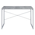Grey And Silver Writing Desk With Metal Sled Base Grey Silver Writting Desk Office Industrial Rectangular Desk Wood Metal Sled