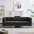 Isaac Channel Stitch Velvet Sofa Gray Dark Gray Fabric 3 Seat