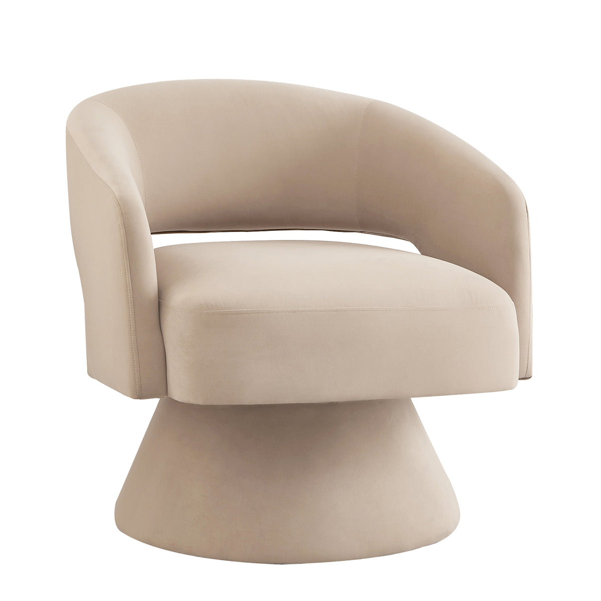 Modern Swivel Barrel Chair, Upholstered Velvet Round Accent Chairs,360 Degree Comfy Swivel Chair With Open Backrest, Single Chair Armchair For Living Room Bedroom, Homerest,Taupe Beige Taupe Primary Living Space American Design,Contemporary,Luxury,Mid