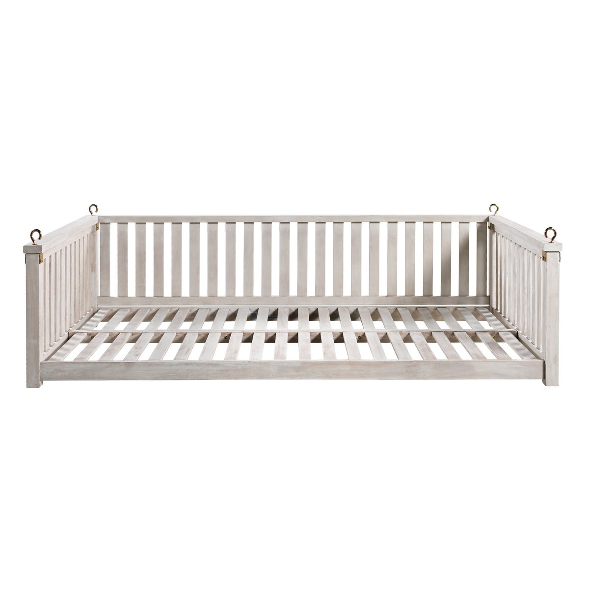 Patio Minimalist Twin Size Garden Swing Bed Wood Porch Swing With Ropes For Backyard, Safe Sloped Design, White White Weather Resistant Frame Garden & Outdoor Minimalist 2 Person Seating Group