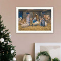 The Greatest Gift Of All The Birth Of Christ White Framed Wall Art For Living Room, Nativity Wall Art Print For Home Decor, Bedroom Wall Art By Bonnie Mohr Multicolor Wood Paper