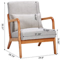 Mid Century Modern Accent Chair, Arm Chair Living Room Chairs With Pillow Upholstered Reading Chair With Solid Wood Frame & Living Room Bedroom Balcony Beige Beige Brown Primary Living Space