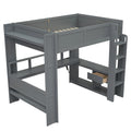 Wood Full Size Gaming Loft Bed With Desk, Multi Storage Shelves, Led And Charging Station, Dark Gray Box Spring Not Required Full Dark Gray Wood Bedroom Bed Frame Solid Wood Mdf