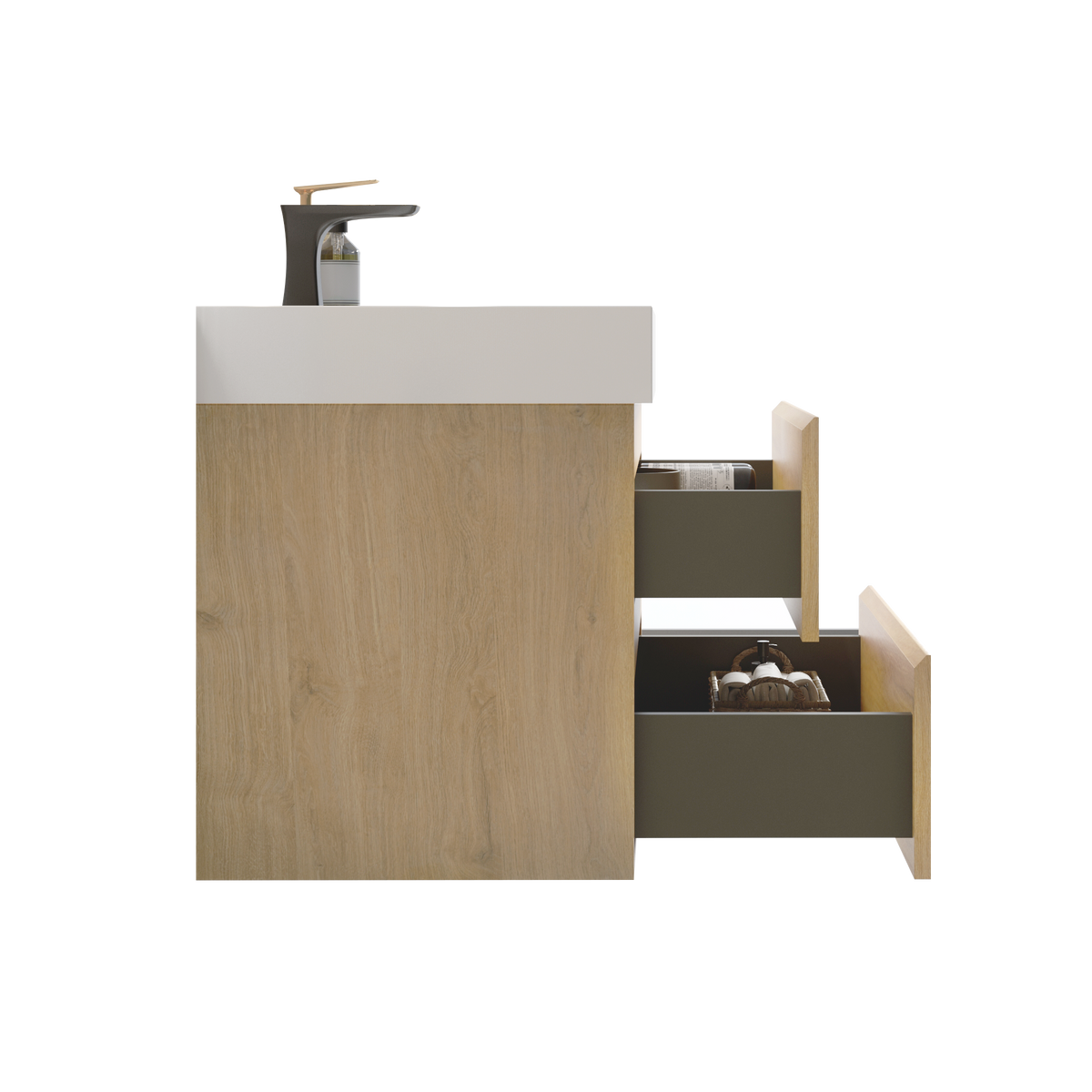 U041 Alice30 106 Alice 30" Natural Oak Bathroom Vanity With Sink, Large Storage Wall Mounted Floating Bathroom Vanity For Modern Bathroom, Pre Assembled Oak Melamine