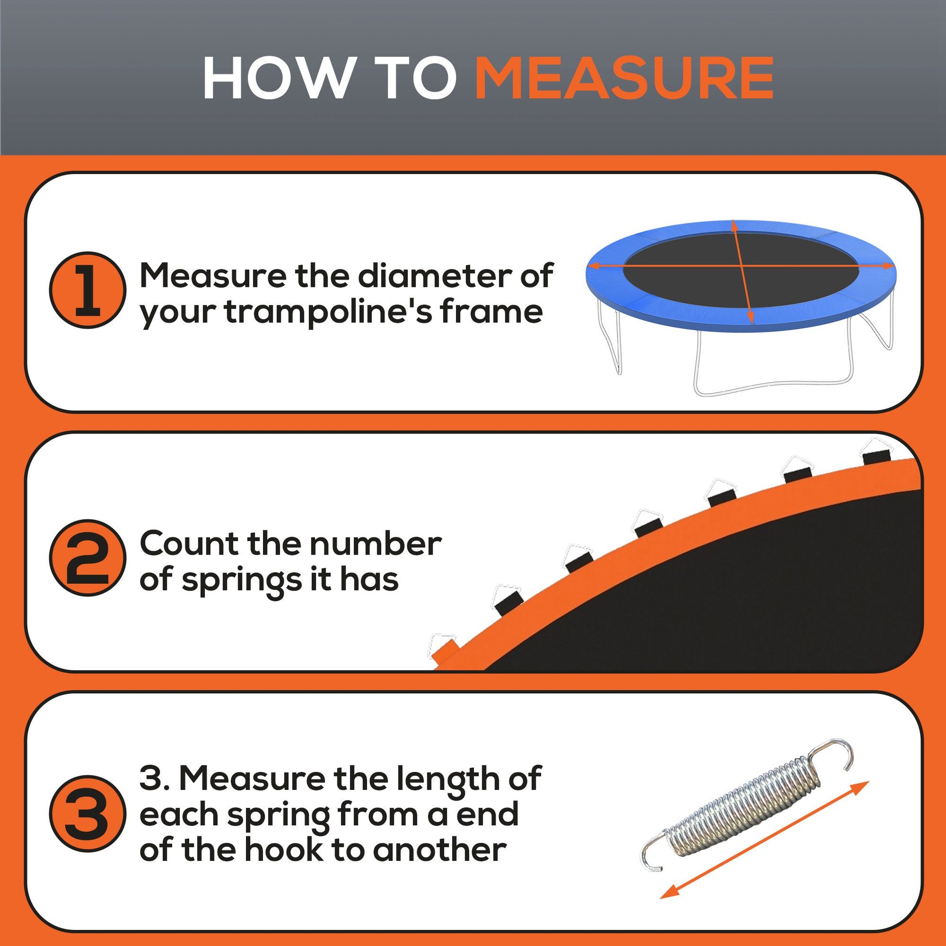 Soozier Trampoline Replacement Mat, Fits 12' Trampoline With 72 V Hooks & 5.5" Springs, Trampoline Mat With 8 Rows Of Stitching & Spring Pull Tool Spring & Frame Not Included , Orange Orange Plastic