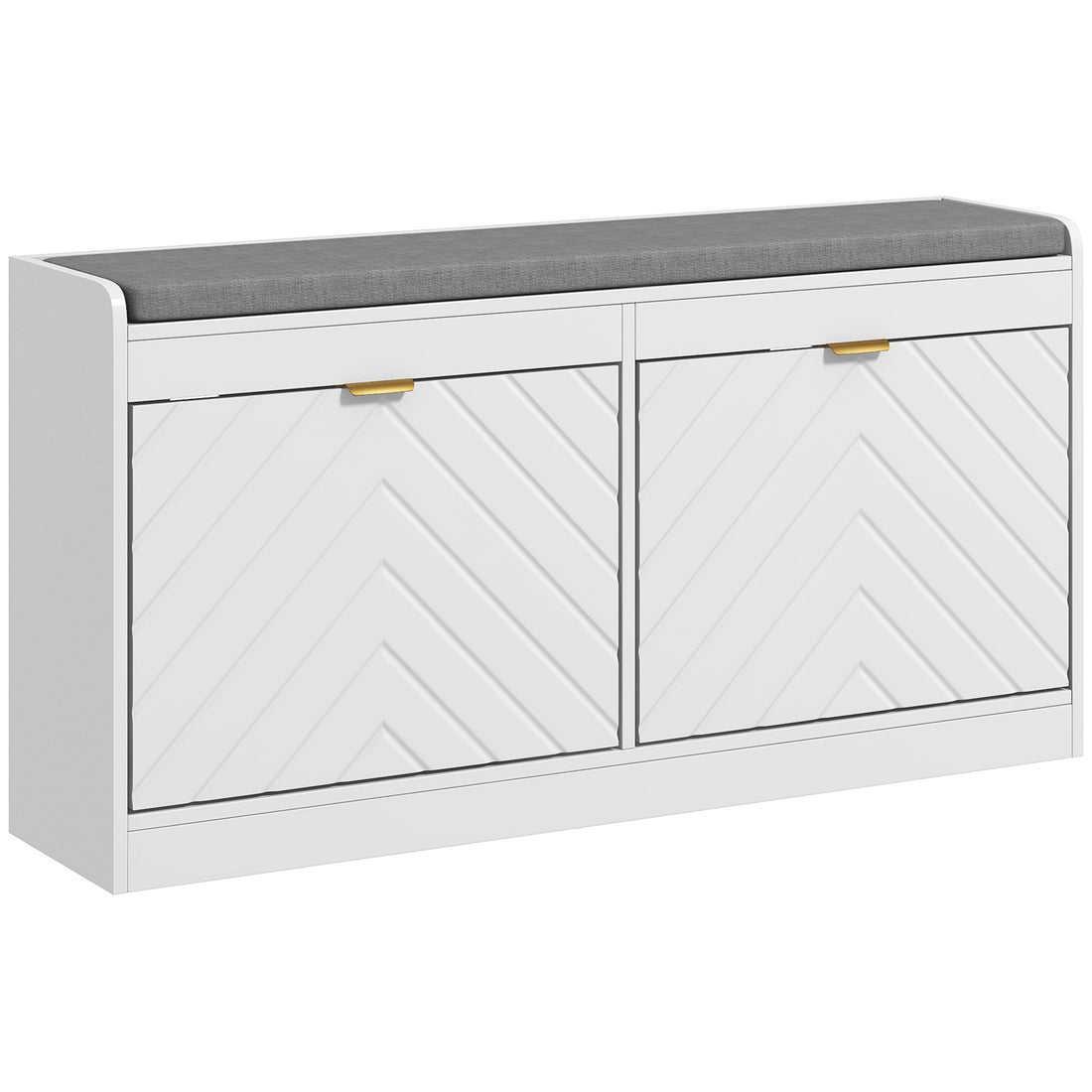 Homcom Shoe Bench, Entryway Bench With 2 Flip Drawers, Seating Cushion, And 2 Vents For 8 Pairs Of Shoes For Hallway, White White Mdf