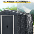 8Ft X 4Ft Outdoor Metal Storage Shed With Sliding Door And Foundation For Backyard, Patio, Lawn Black And White Black White Metal