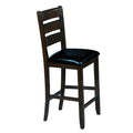 Black And Espresso Counter Height Chairs Set Of 2 Solid Black Brown Primary Living Space Foam Farmhouse Rubberwood Ladder Back Set Of 2 Foam Wood Fabric