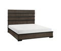 Two Tone Brown Black Finish Led Headboard King Bed 1Pc Modern Industrial Design Bedroom Furniture Box Spring Required King Black,Brown Gray Wood Bedroom Bed Frame Wood