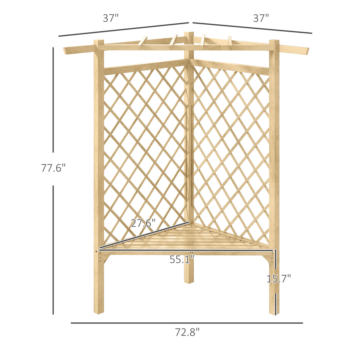 Outsunny 55" Garden Benches For Outdoors, Wooden Park Benches For Outside With Slatted Seat, Front Ponch With Screen Backrest, Climbing Vine, For Lawn, Park, Deck, Natural Natural Wood