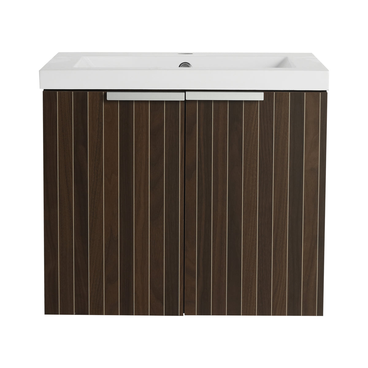 24 Inch Bathroom Cabinet With Resin Sink,Soft Close Doors,Float Mounting Design, For Small Bathroom Silver Brown Stripe Bathroom Modern Plywood Plywood