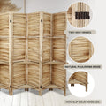 Room Divider 6 Panel, Wood Folding Room Divider Screen, Room Divider With Shelves And Easy Move Partition, Freestanding Room Screen Divider With Display Shelves Natural Color Natural Wood Rustic Wood