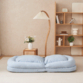 Triple Fold Down Sofa Bed,Blue Blue Metal Cotton Metal
