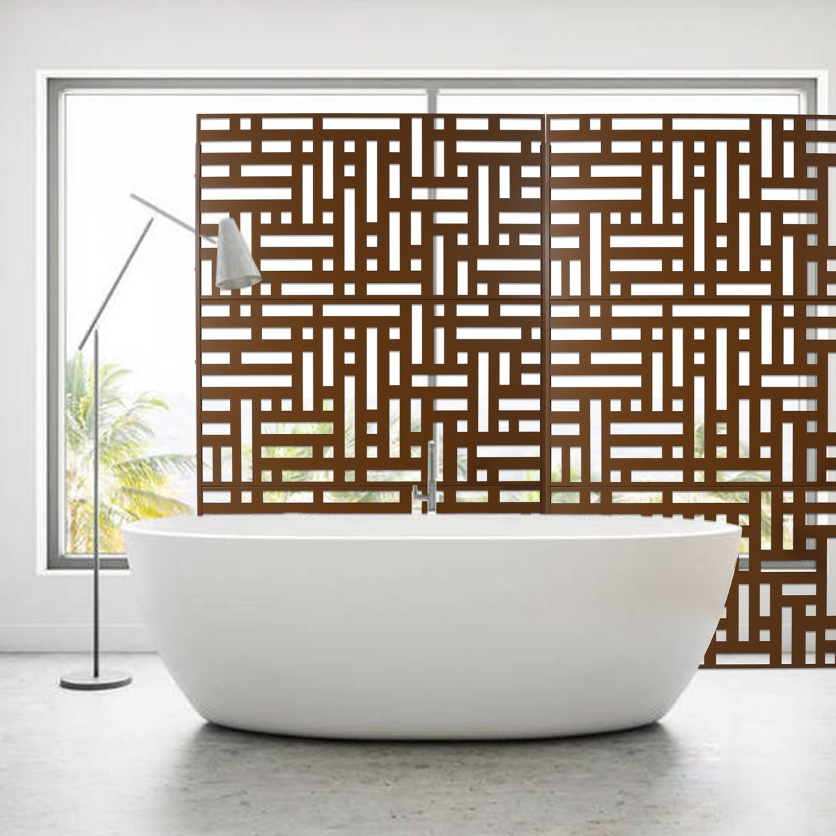 Outdoor & Indoor Privacy Screen Metal Privacy Screen 76" H 48" W, Freestanding Decorative Privacy Screen For Deck Balcony Patio, Privacy Fence Panels For Outside Lawn Garden Ps103 Brown Brown Steel