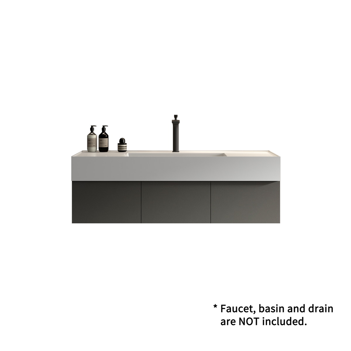 Cc0648W102 Bathroom Floating Cabinet, Wall Mount Tv Stand, Space Gray Wall Mounted Storage Cabinet For Small Space Gray 3 Soft Close Doors Bathroom Wall Mounted Modern Engineered Wood