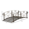Outsunny 6' Metal Arch Backyard Garden Bridge, Safety Siderails, Arc Footbridge For Backyard Creek, Stream, Pond, Bronze Bronze Steel