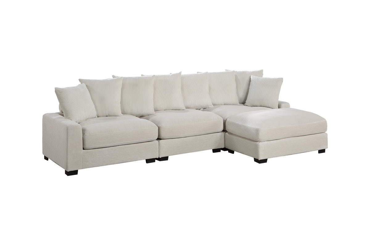Living Room Furniture 1Pc Ottoman Beige Color Corduroy Soft Cushion Cocktail Ottoman Wood Legs Beige Primary Living Space Beige Contemporary,Modern Rectangle Corduroy