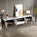 71'' Modern Tv Stand With 2 Cabinets& Open Compartments, Entertainment Center For Tvs Up To 80'', Television Console For Living Room, Bedroom, Home Theatre White Black Primary Living Space 70 79