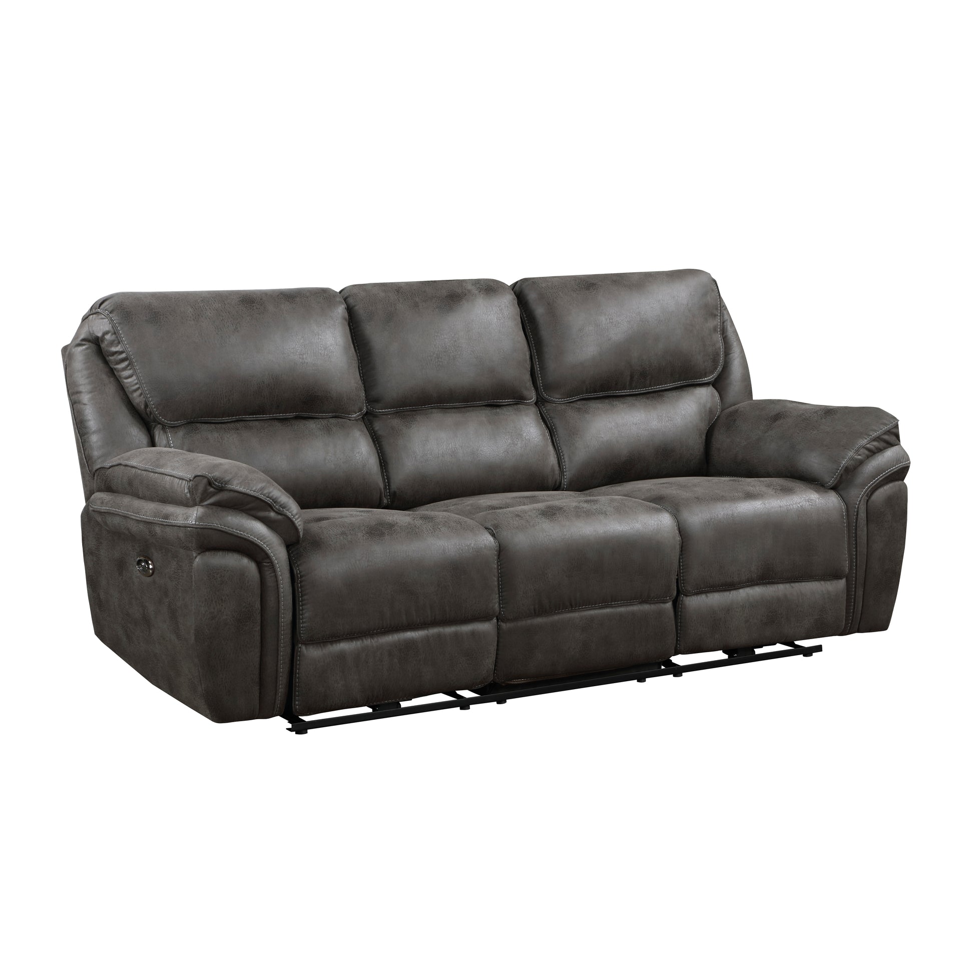 Plush Modern Living Room Sofa Set 3Pc Power Reclining Sofa Loveseat Chair Gray Microfiber Upholstery Usb Port Solid Wood Frame Furniture Gray Microfiber Wood Primary Living Space Modern Plywood,Solid Wood 6 Seat