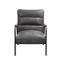 Grey And Matt Iron Accent Chair With Metal Leg Grey Primary Living Space Genuine Leather