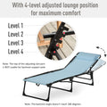 Outsunny Folding Chaise Lounge Pool Chair, Patio Sun Tanning Chair, Outdoor Lounge Chair W 4 Position Reclining Back, Pillow,Mesh & Bungee Seat For Beach, Yard, Patio, Baby Blue Blue Steel