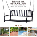 Outsunny 2 Person Front Porch Swing Patio Swing Bench, Outdoor Steel Swing Chair With Sturdy Chains, For Backyard, Deck, 528 Lb Weight Capacity, Black Black Steel