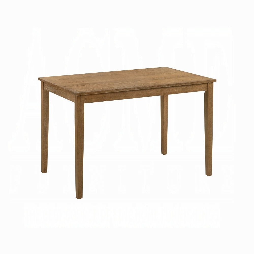 Weathered Oak 5 Piece Dining Set With Upholstered Seat Upholstered Chair Wood Oak Solid Back Seats 4 Wood Dining Room Fixed Table 4 Leg Rectangular Dining Table With Chair Wood Fabric