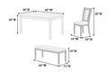 Beautiful Dining Room Furniture Walnut Black 6Pcs Set Dining Table 4X Side Chairs Bench Unique Design Back Chair Brown Wood Dining Room Bench Seating Rectangular Dining Table With Chair And Bench