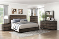 Two Tone Brown Black Finish Led Headboard King Bed 1Pc Modern Industrial Design Bedroom Furniture Box Spring Required King Black,Brown Gray Wood Bedroom Bed Frame Wood