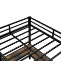 Full Xl Metal Loft Bed With Desk And Shelves, Loft Bed With Ladder And Guardrails, Loft Bed Frame For Bedroom, Black Full Xl Black Metal