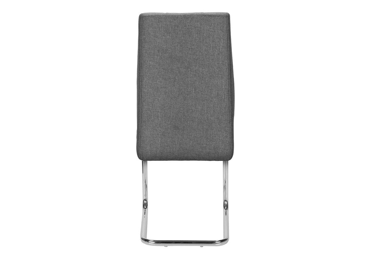 Dining Chair, Set Of 2, Side, Upholstered, Kitchen, Dining Room, 39" Height, Grey Fabric, Chrome Metal, Contemporary, Modern Grey Foam Polyester