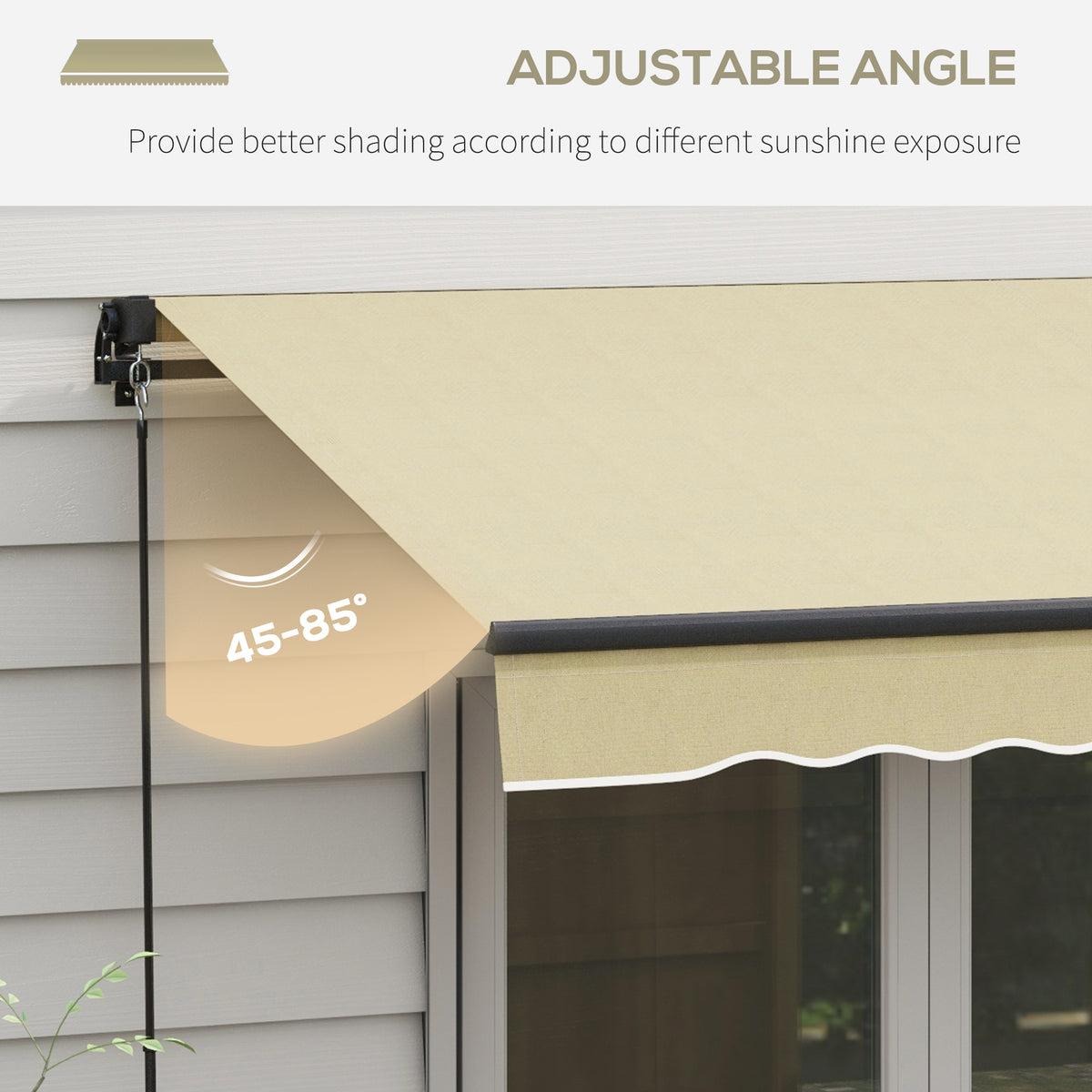 Outsunny 10' X 8' Retractable Awning, Patio Awning Sunshade Shelter With Manual Crank Handle, 280Gsm Uv Resistant Fabric And Aluminum Frame For Deck, Balcony, Yard, Beige Beige Polyester