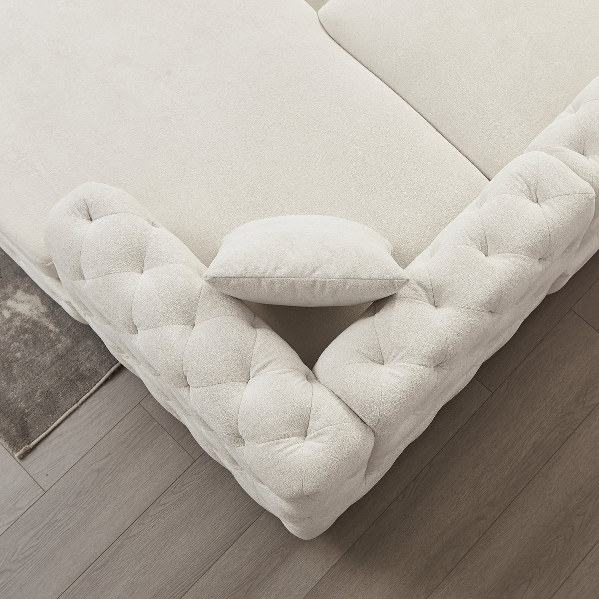 126 Inch Modern Style Chenille Three Piece Sofa, Pull Point Design U Shaped Sofa Two Chaise Longue Seats, Two Pillows And Plastic Feet, Suitable For Living Room, Bedroom, Lounge And Projection Room